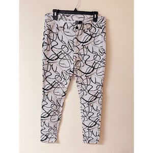 Bisou Bisou Womens Mid Rise Skinny Leg Jeans White Chain Print Sz 8